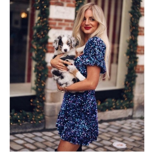 Zara Blue and Purple Sequined Mini Dress - Picture 2 of 14